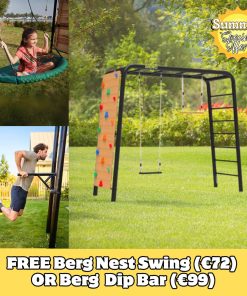Berg PlayBase Climbing Frame Medium TL (Rubber Seat+Trapeze+Climbing Wall)